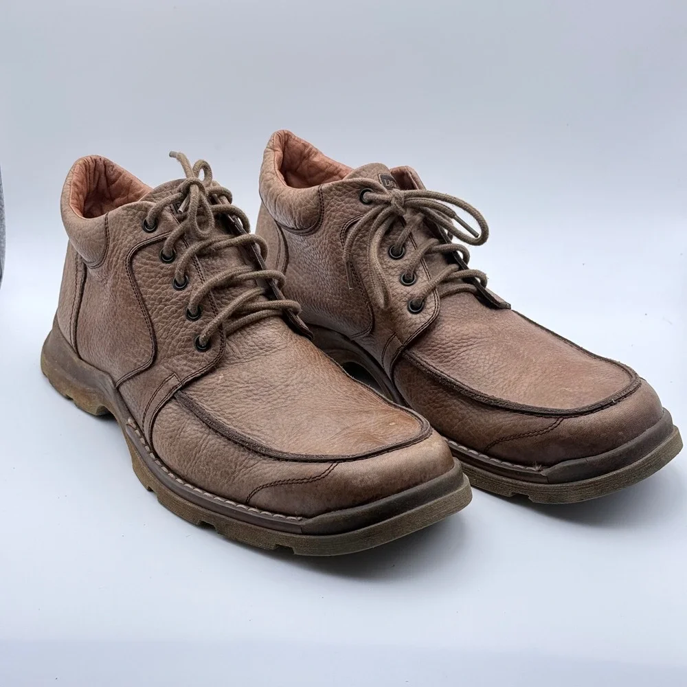Lacaj‎ Mens Pebbled Leather Chukka Boots Brown Moc Toe Lace Up Size 45